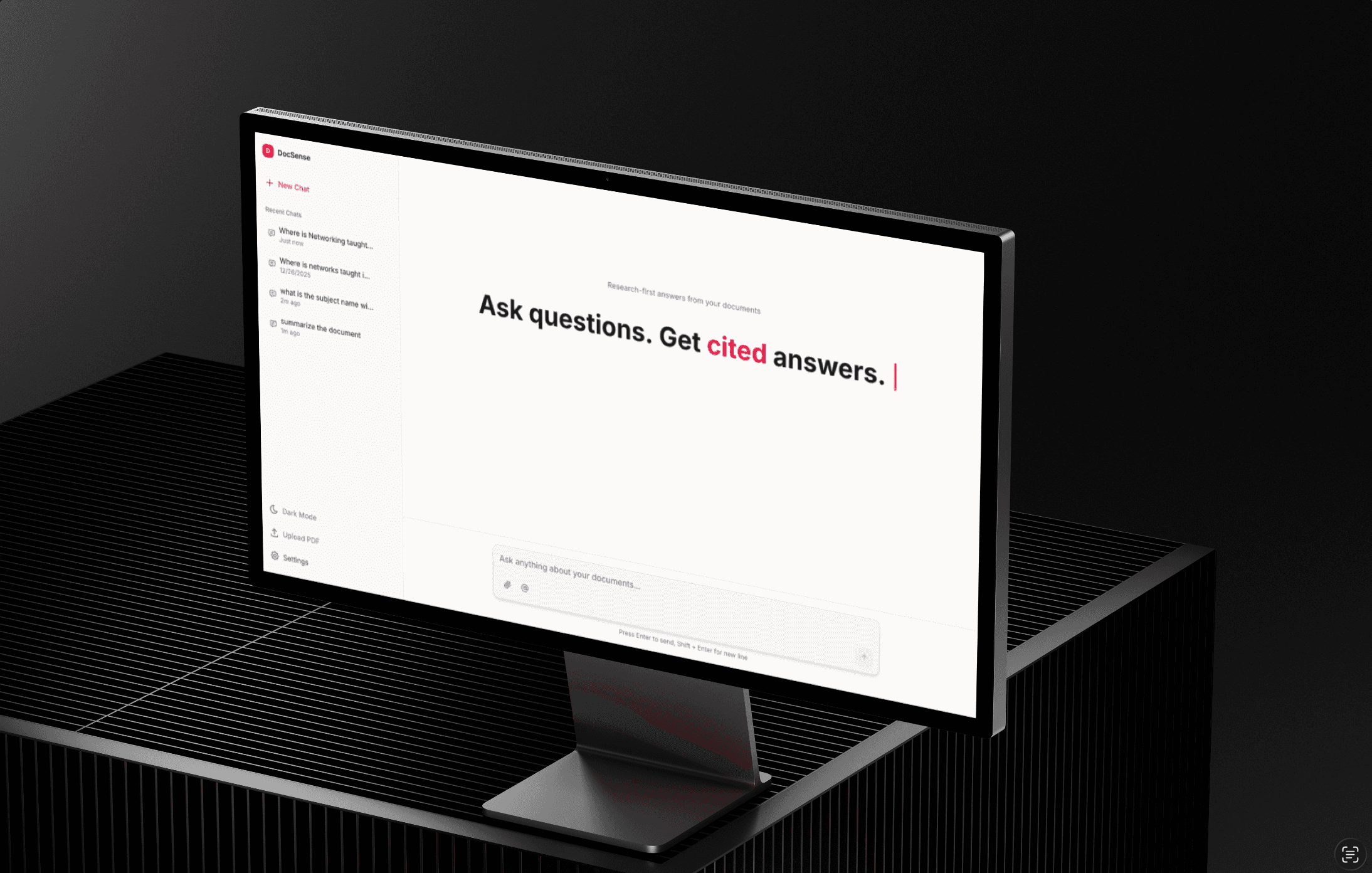 Welcome screen with document upload interface