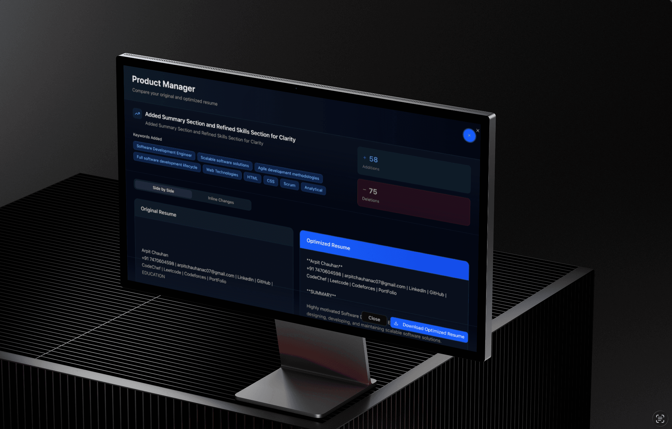 Job management dashboard