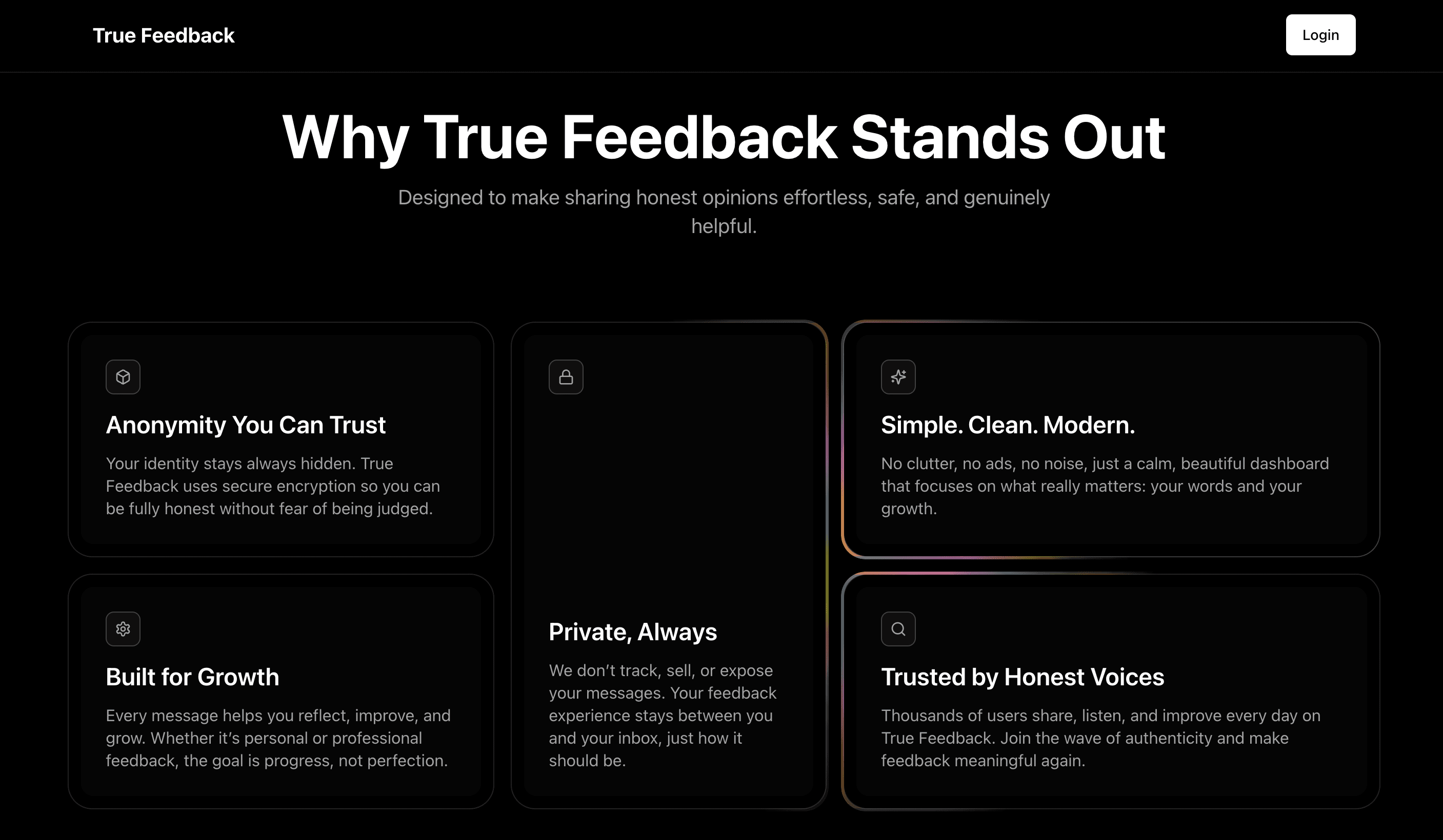 User dashboard with messages